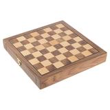 Hey! Play! inlaid Walnut Style Chess Set - Magnetized Wood with Staunton Wood Chessmen