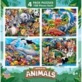 MasterPieces Kids Jigsaw Puzzle Set - World of Animals 4-Pack 100 Pieces