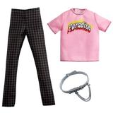 Barbie Fashions Pack: Ken Doll Clothes with Pink â€œParadiseâ€� Top Checked Pants & Chain Belt