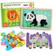 Wooden Toys 3D Animal Toddler Puzzles Wooden Jigsaw Puzzle Set 2 Pack Animal Shape Color Montessori Toy Preschool Toys for Age 3+ Kids Early Educational Toys
