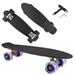 27 Complete Highly Flexible Plastic Cruiser Board Skateboards for Teens or Professional with High Rebound PU Wheels with LED Wheels with All-in-One T-Tool (Black)