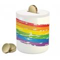 Vintage Rainbow Piggy Bank Grunge Style Gay Pride Flag LGBT Community Themed Antique Rainbow Stripes Ceramic Coin Bank Money Box for Cash Saving 3.6 X 3.2 Multicolor by Ambesonne