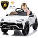 12V Kids Ride On Toy for Boys Girls Licensed Lamborghini Kids Ride Ons Car with Remote Control Battery Powered Kids Electric Car with 3 Speed LED Light MP3 Kids Electric Ride on Vehicles White