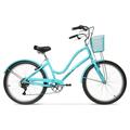 Hyper Bicycle 26 Woman s Commute Bike with Basket Neon Teal