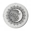 Mystic Mouse Pad for Computers Ornate Crescent Moon with Stars and Mandala Eastern Graphic Round Non-Slip Thick Rubber Modern Gaming Mousepad 8 Round White Beige and Black by Ambesonne