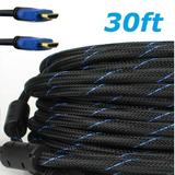 Premium 30ft Feet HDMI CABLE 1.4 BLURAY 3D HDTV XBOX LCD HD TV 1080P Blue Us