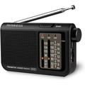Retekess V117 Portable Radio AM FM Shortwave Radio with Clear Dial Transistor Radio with Best Reception for Seniors Christmas New Year Gift (Black)