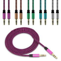 Grofry 3.5mm Universal Audio Cable Colorful Braided Wire Male to Male Audio Cable AUX Line for Car Speaker Cell Phone