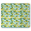 Lemons Mouse Pad Lemon Blossoms Leaves Citrus on Tree on Striped Background Rectangle Non-Slip Rubber Mousepad Seafoam Mustard by Ambesonne