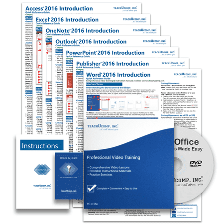 Learn Office 2016 Deluxe Training Tutorial- Video Lessons PDF Instruction Manual Quick Reference Software Guide for Windows by TeachUcomp Inc.