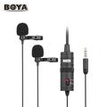 BOYA BY-M1DM Dual Omni-directional Lavalier Microphone Lapel Clip-on Condenser Microphone for Canon Nikon Sony DSLR Camera Camcorder for Smartphone Audio Recorders PC & Other Recording Deceives