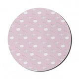 Travel Mouse Pad for Computers Pastel Tone Scene of Luggage Suitcase Passport Playful Doodle Like Pattern Round Non-Slip Thick Rubber Modern Mousepad 8 Round Baby Pink and White by Ambesonne
