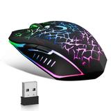 Wireless Gaming Mouse for Laptop TSV Rechargeable USB 2.4G PC Gaming Mouse with 5 Adjustable DPI 7 Colors LED Lights 6 Silent Buttons Ergonomic Optical Mouse for Computer Laptop Desktop Mac PC
