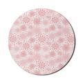 Floral Mouse Pad for Computers Monochrome Simple Bushes Flowers and Leaves Botanical Rhythmic Illustration Round Non-Slip Thick Rubber Modern Mousepad 8 Round Pale Pink and White by Ambesonne