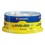 Verbatim DVD+RW Rewritable Media Spindle 4.7GB/120 Minutes Pack Of 30