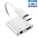 2-in-1 USB-C to 3.5mm Jack Microphone Headphone Adapter Type-C Mic AUX Earbud Splitter USBC Audio Earphone Converter PD Charging Dongle for Samsung S21 S20 Note 20/10 iPad Pro Pixel White