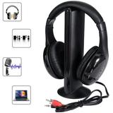 Wireless TV Headphones Home Headset with Stand for TV Watching TV Over Ears Headphones with Microphone 5 in 1 Functions with Transmitter/FM Radio/3.5 MM Jack/Net Chat and Monitoring