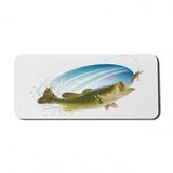 Fishing Computer Mouse Pad Largemouth Sea Bass Catching a Bite in Water Spray Motion Splashing Wild Image Rectangle Non-Slip Rubber Mousepad X-Large 35 x 15 Gaming Size Green Blue by Ambesonne