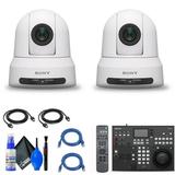 2 x Sony SRG-X400 1080p PTZ Camera with HDMI IP & 3G-SDI Output (White) (SRG-X400/W) + Sony RM-IP500/1 Remote Controller + 2 x Cat5e Ethernet Cable + Cleaning Set + 2 x HDMI Cable - Bundle