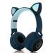 AUPERTO Wireless Bluetooth Kids Headphones Cat Ear Bluetooth Wireless/Wired Headphones LED Light Up Kids Wireless Headphones Over Ear Blue