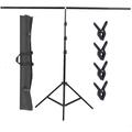 Zimtown T-Shape Backdrop Stand 2.95ft/90cm Wide 6.5ft Tall Background Support Stand System with Carry Bag and 4 Clamps for Background Photo and Video Studio