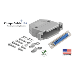 CompuCablePlusUSA.com Best DB25 Female Solder Cup Connector Kit With DB25 Plastic Hood Best Complete DB25 Female Solder Type set Fix/Make/Assembly your own DB25 Cable