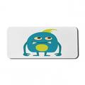 Alien Computer Mouse Pad Monster Halloween Themed Cartoon Childish Character Rectangle Non-Slip Rubber Mousepad X-Large 35 x 15 Gaming Size Petrol Blue Beige by Ambesonne