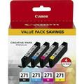 Canon CLI 271 Black/Color Ink Cartridges 4/Pack (0390C005)