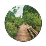 Forest Mouse Pad for Computers Wood Bridge Around Mangrove Forest Thapom Krabi Thailand Natural Landscape Round Non-Slip Thick Rubber Modern Mousepad 8 Round Pale Brown Green by Ambesonne
