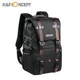 K&F CONCEPT Camera Backpack Photography Storager Bag Side Open Available for 15.6in Laptop with Rainproof Cover Tripod Catch Straps for SLR DSLR Black