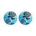 FINCIBO Round Screen Cleaner (5cm) Microfiber Sticker with Design for Smartphones Tablets iPad Camera Lens Computers Laptop Screens - Set of 2pcs Ocean Sea Turtle