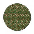 Woodland Mouse Pad for Computers Cartoon Illustrated Forest Wild Fox Animals Spring Flowers and Leaves Round Non-Slip Thick Rubber Modern Mousepad 8 Round Emerald and Multicolor by Ambesonne