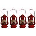 Lot of 4 - 8 Inch Red Hurricane Kerosene Oil Lantern Hanging Light / Lamp