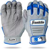 Franklin Sports MLB Batting Gloves - CFX Pro Adult Batting Gloves Pair - Baseball Softball Batting Gloves - Official MLB Baseball Batting Gloves Gray/Royal Adult Small