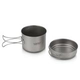 Lixada Ultralight Cookset Camping Cookware Set 900ml Pot and 350ml Fry Pan with Folding Handles