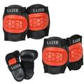 LAZER 3-in-1 Protective Pad Set in Mesh Bag (Red Small)