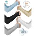 Deago 4 Pairs Cooling Arm Sleeves for Men Women UV Sun Protection Cooling Sleeves to Cover Arm Tattoo for Driving Cycling Golf Fishing (Black)