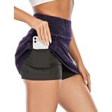 DODOING Women s Active Skorts Performance Skirt Pocket Elastic Sports Fitness Running Tennis Golf Workout Sports S-2XL Black/ Purple/ Grey/ Green
