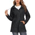 Women s Fashion Waterproof Windproof Raincoat Striped Lining Lightweight Jacket with Hood Long Fashion Outdoor Jacket