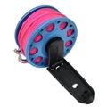 Aluminum Finger Spool 100ft Dive Reel w/ Retractable Holder Baby Blue/Pink