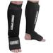 Combat Sports Adults Washable MMA Kickboxing Muay Thai Karate Elastic Cloth Shin & Instep Padded Guards Small Black