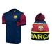 Icon Sports Men FC Barcelona Official Soccer Jersey and Beanie Combo 04 - Large