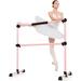 Goplus Portable Ballet Barre 4ft Freestanding Adjustable Double Dance Bar Pink