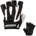 Contraband Black Label 5150 Mens Pro Leather Fingerless Weight Lifting Gloves - Durable Light - Medium Padded Split Leather Gym Gloves - Perfect Classic Lifting Gloves (Pair) (White Large)