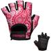 Contraband Pink Label 5387 Womens Design Series Paisley Print Lifting Gloves (Pair) - Lightweight Vegan Medium Padded Microfiber Amara Leather w/Griplock Silicone (Pink Large)