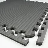 FlooringInc 7/8 Thick Tatami Excersise Yoga Fintness & MMA Mats 24 Tiles 3 x3 216 sqft Black/Gray