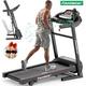 Famistar Folding Incline Treadmill for Home with Smart LCD Display 265lbs 12 Programs 3 Modes MP3 Music Speaker 2.5HP Electric Foldable Treadmill Running Machine Knee Strap Gift