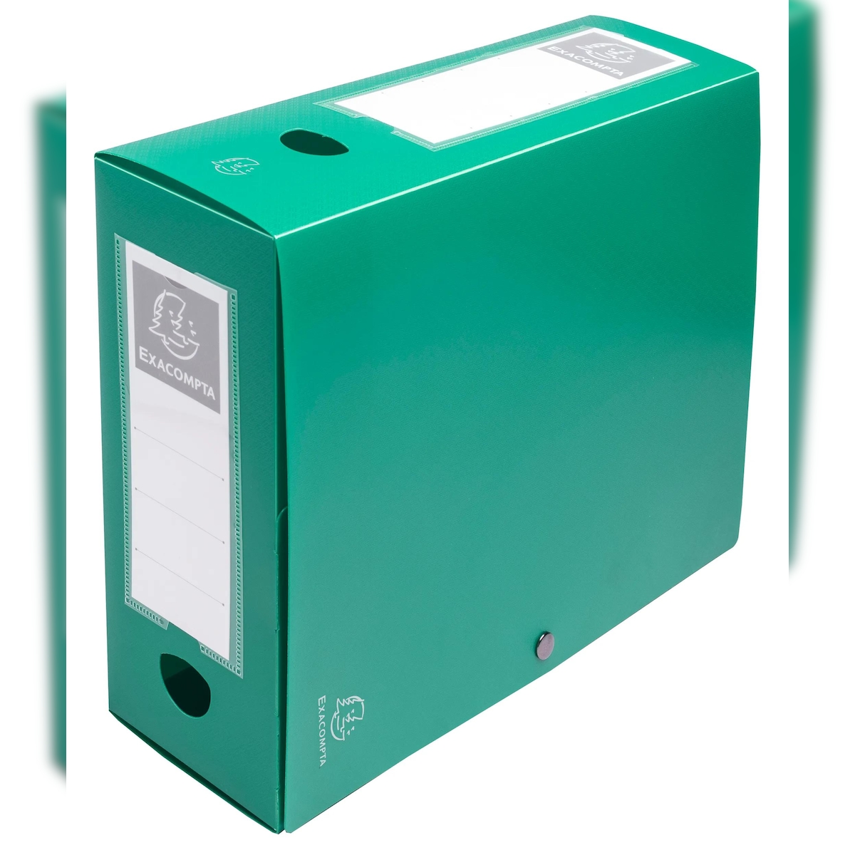Exacompta 59933E 10x Archivbox mit Druckknopf aus PP 700µ, Rücken 100mm, blickdicht, 25x33cm für DIN A4 - Grün Image