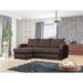 Brown Reclining Sectional - Latitude Run® Vitela 94" Wide Reversible Sleeper Sofa & Chaise Faux Leather/Microfiber/Microsuede | Wayfair