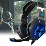 Gaming Headset for PS4 PC Xbox One Controller Noise Cancelling Over Ear Headphones with Mic LED Light Bass Surround Soft Memory Earmuffs for Laptop Mac Nintendo Switch Games